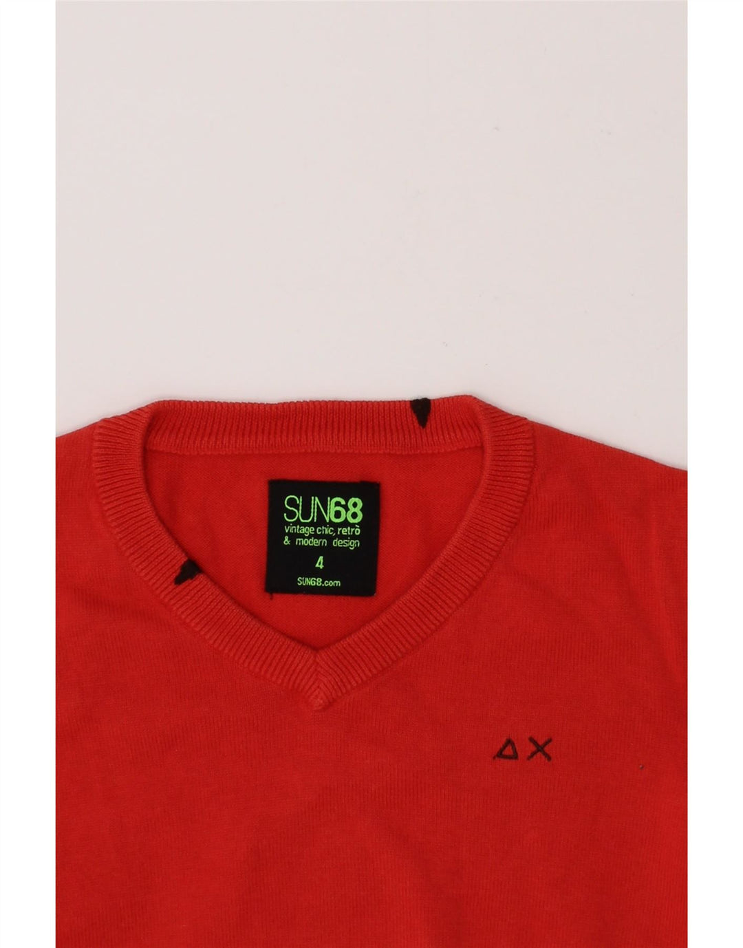 SUN68 Boys V-Neck Jumper Sweater 3-4 Years Red Cotton Vintage Sun68 and Second-Hand Sun68 from Messina Hembry 