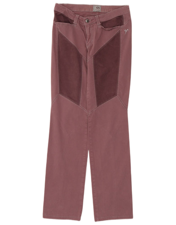 9.2 by Carlo Chionna Womens Casual Trousers W28 L32 Burgundy Colourblock