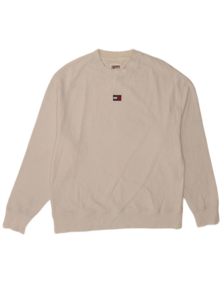 Tommy Hilfiger Herre Sweatshirt Jumper Medium Hvid Bomuld