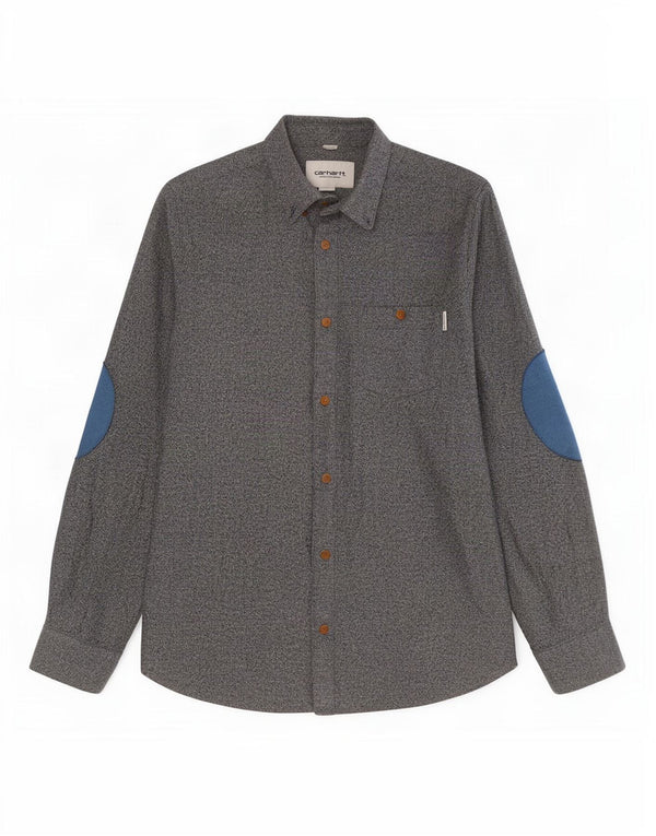 Carhartt Mens Workwear Regular Fit Shirt Medium Navy Blue Flecked Cotton