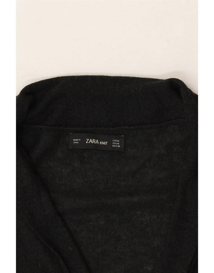 ZARA Womens Front Tie V-Neck Jumper Sweater UK 12 Medium Black Vintage Zara and Second-Hand Zara from Messina Hembry 