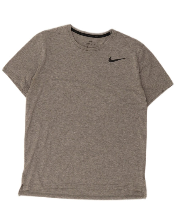 Nike Mens Dri Fit T-Shirt Top Medium Grey Flecked Polyester
