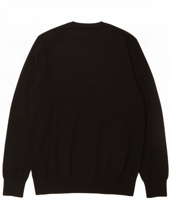 Pulover pentru bărbați cu gât roșu John Lewis, 2XL, lână merinos neagră