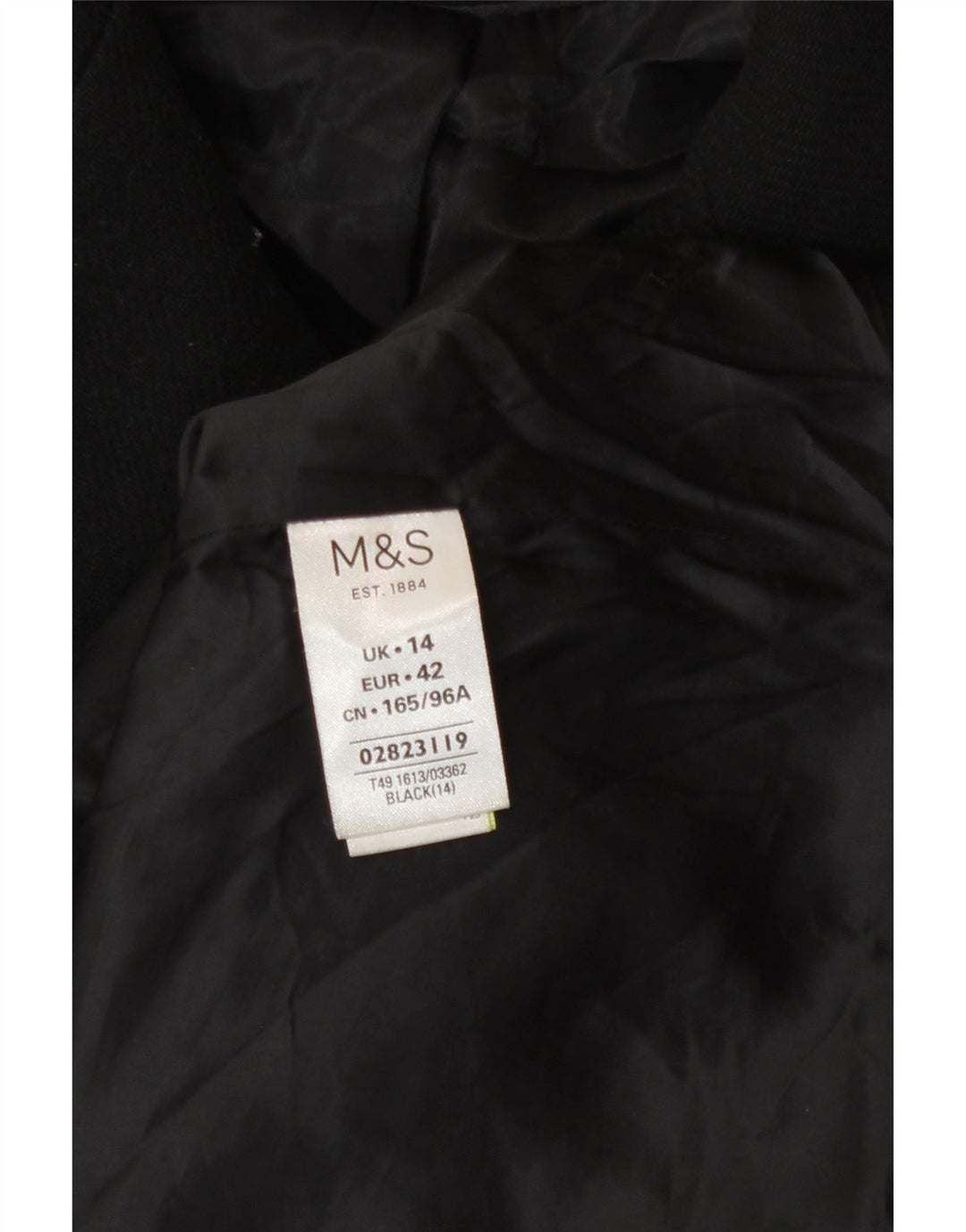 Marks & Spencer Womens Pea Coat UK 14 Large Black Polyester