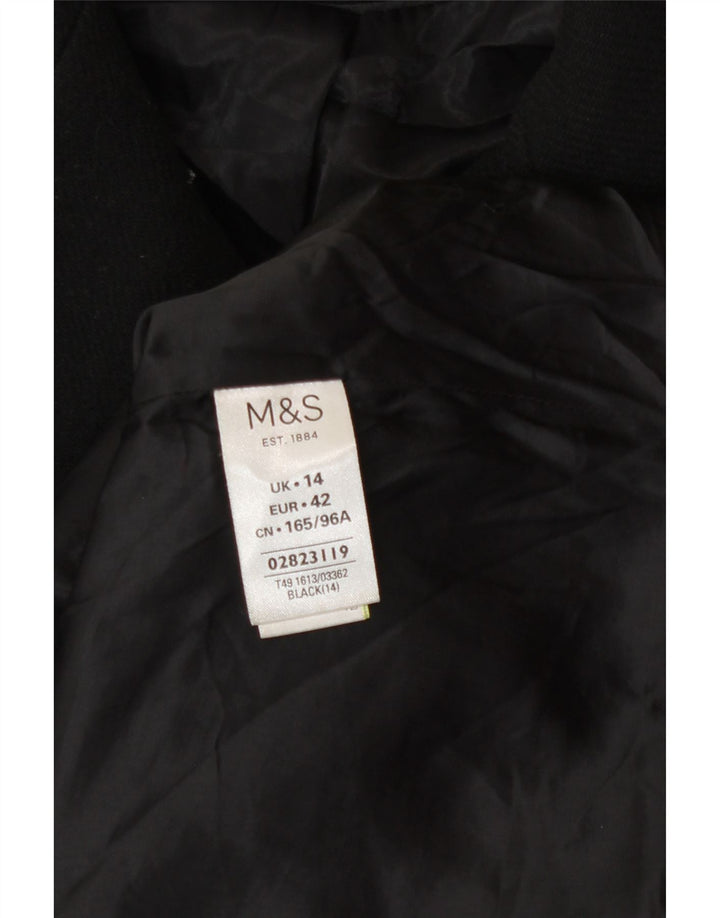 Marks & Spencer Womens Pea Coat UK 14 Large Black Polyester