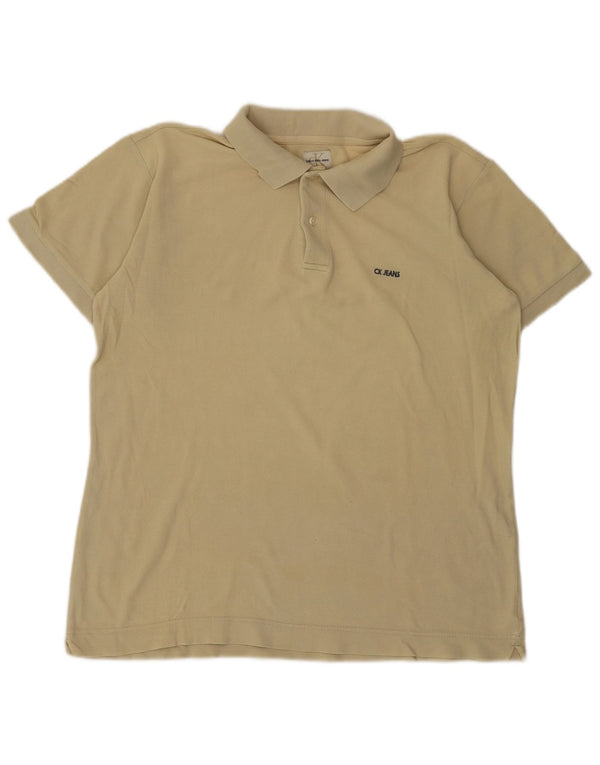 Calvin Klein Jeans Mens Polo Shirt Large Green Cotton