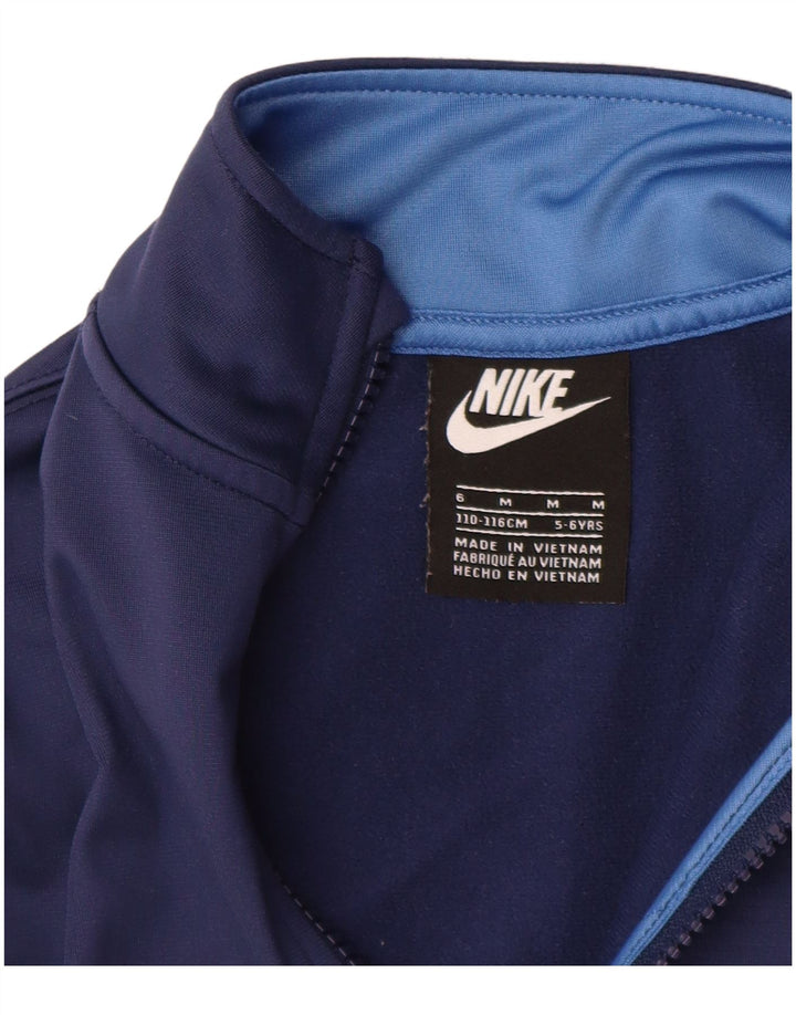 Nike Boys Tracksuit Top Jacket 5-6 Years Medium Navy Blue Colourblock
