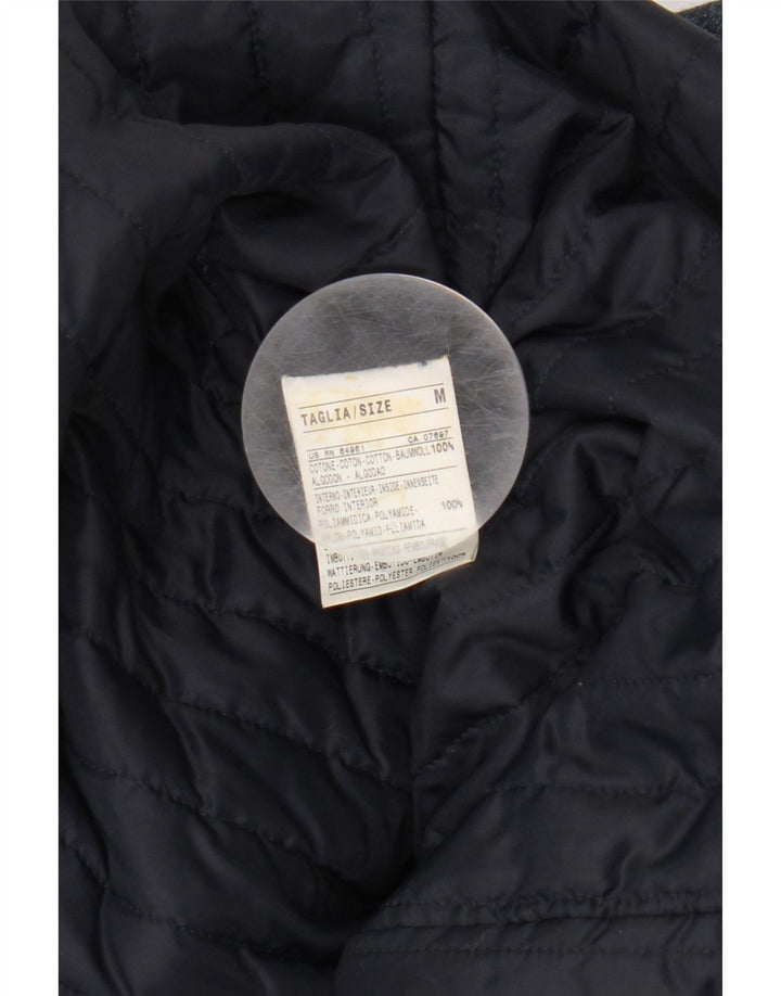 BENETTON Womens Overcoat UK 14 Medium Navy Blue Cotton Vintage Benetton and Second-Hand Benetton from Messina Hembry 