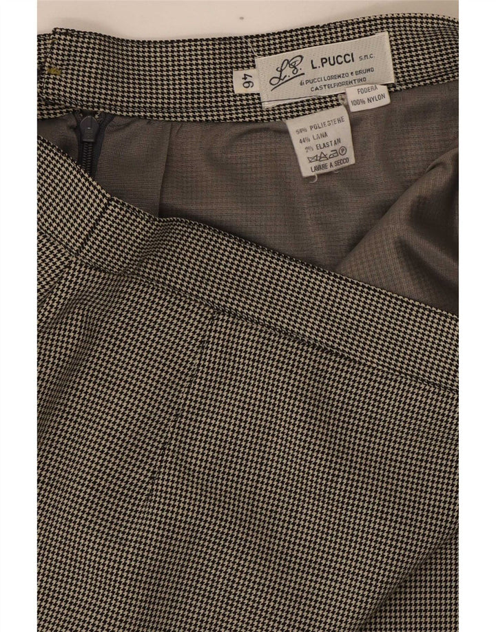 L.Pucci Dame Pencil Skirt IT 46 Large W30 Black Houndstooth Polyester