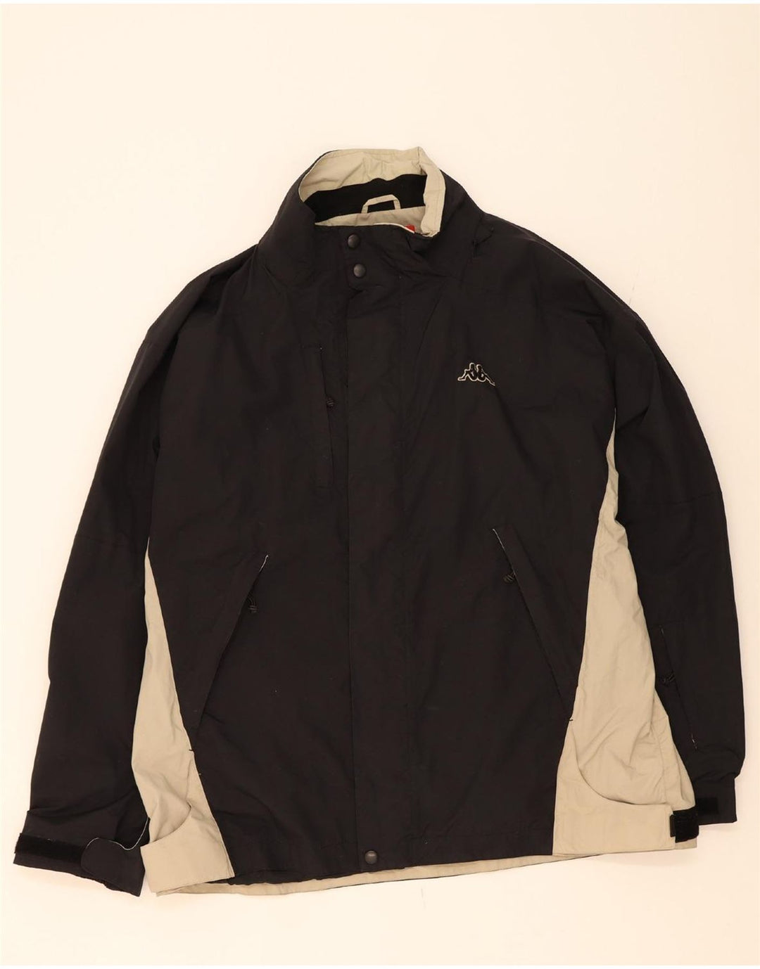 KAPPA Mens Windbreaker Jacket UK 44 2XL Black Colourblock Polyamide Vintage Kappa and Second-Hand Kappa from Messina Hembry 