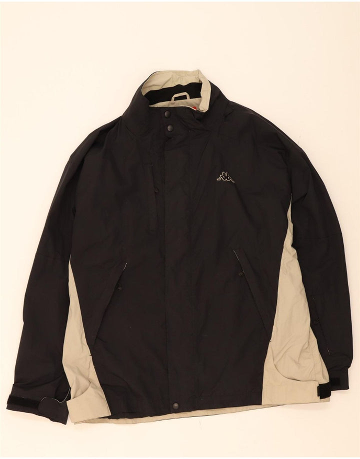 KAPPA Mens Windbreaker Jacket UK 44 2XL Black Colourblock Polyamide Vintage Kappa and Second-Hand Kappa from Messina Hembry 