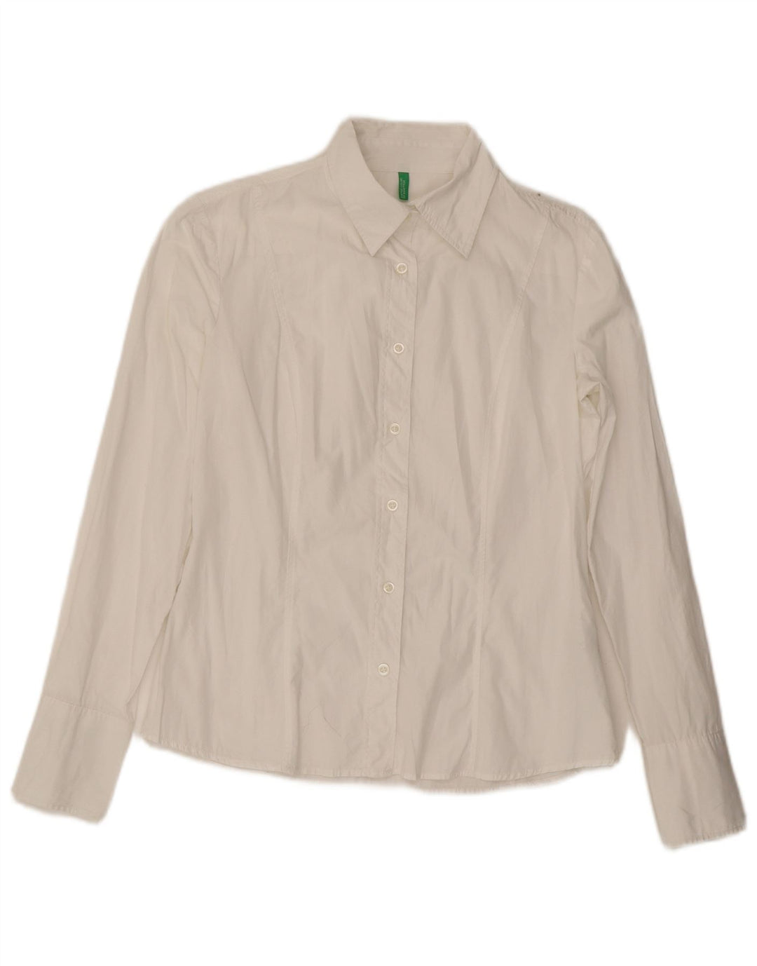 Camisa Benetton Mujer ES 44 Mediano Blanco Algodón