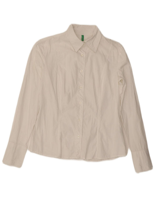 Camisa feminina Benetton UK 14 médio algodão branco
