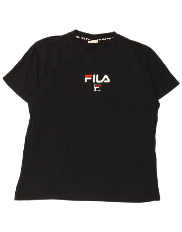 Fila Herren-T-Shirt mit Grafik, groß, aus schwarzer Baumwolle