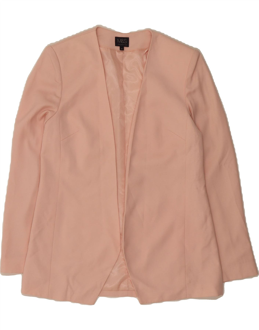 MARKS & SPENCER Womens Open Blazer Jacket UK 10 Small Pink Polyester Vintage Marks & Spencer and Second-Hand Marks & Spencer from Messina Hembry 