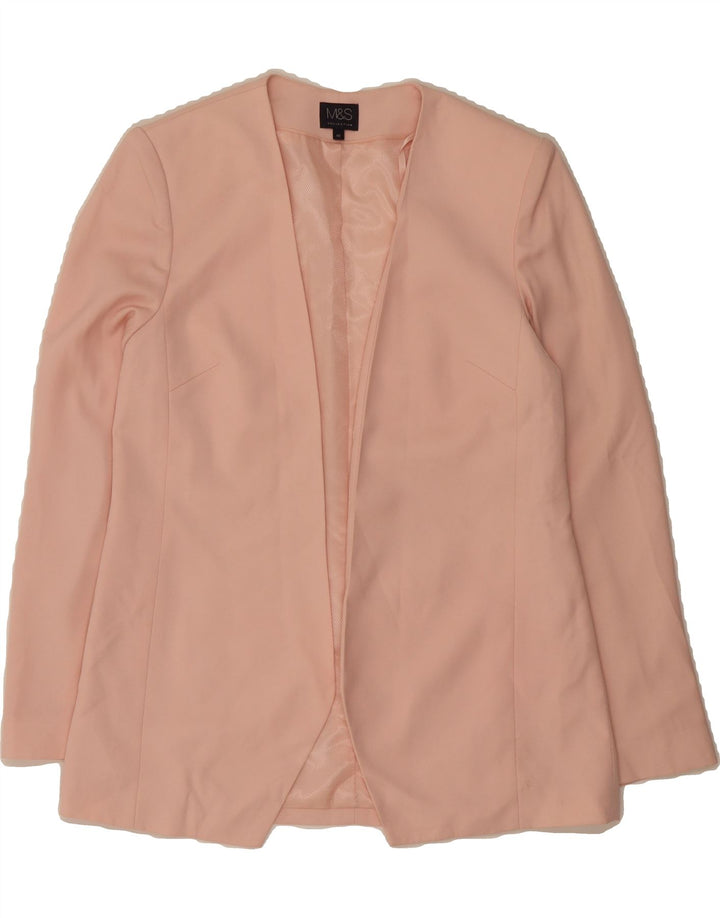 MARKS & SPENCER Womens Open Blazer Jacket UK 10 Small Pink Polyester Vintage Marks & Spencer and Second-Hand Marks & Spencer from Messina Hembry 