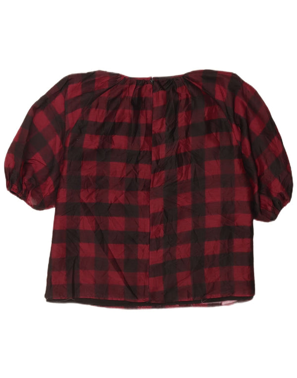 Oasis Dame 3/4 ærmet bluse Top UK 16 Large Red Gingham