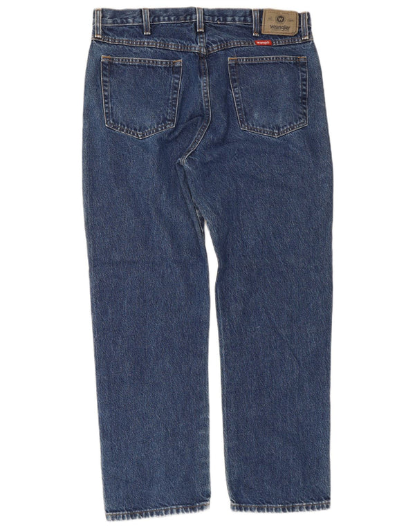 Wrangler Mens Straight Jeans W36 L30 Azul Algodão