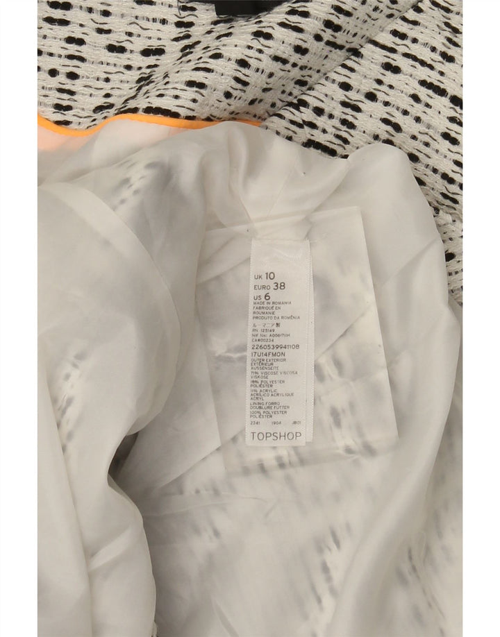 Topshop Womens Open Blazer Jacket UK 10 Small White Flecked Viscose