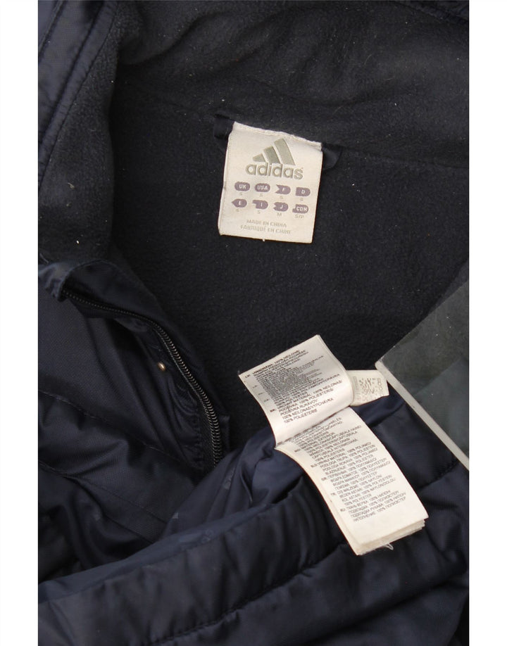 Cappotto imbottito con grafica grafica da uomo Adidas UK 36 Small poliestere blu navy
