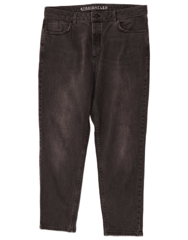 Marks & Spencer Damen Straight Jeans UK 14 Large W32 L26 Schwarze Baumwolle