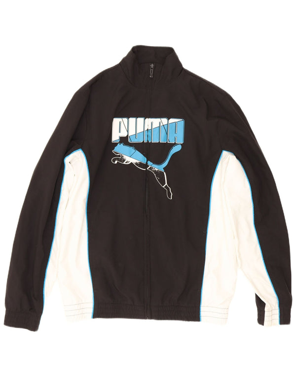 Puma Boys Graphic Tracksuit Top Jacket 13-14 Years Black Colourblock