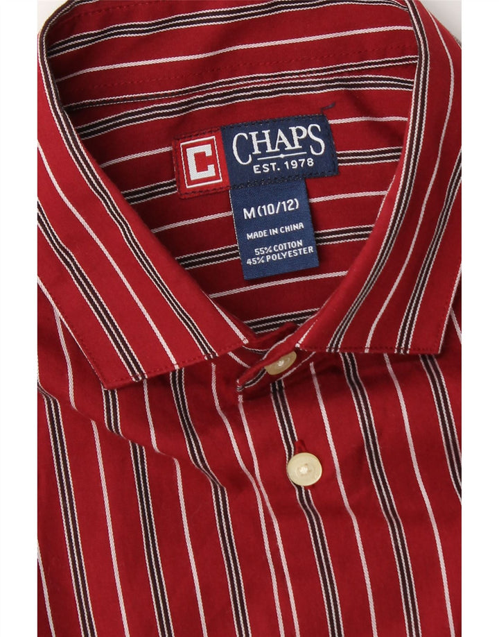 Chaps Boys Shirt 10-11 Years Medium Burgundy Striped Cotton