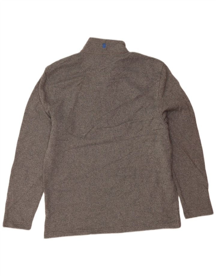 IZOD Mens Zip Neck Sweatshirt Jumper Medium Grey Flecked Polyester