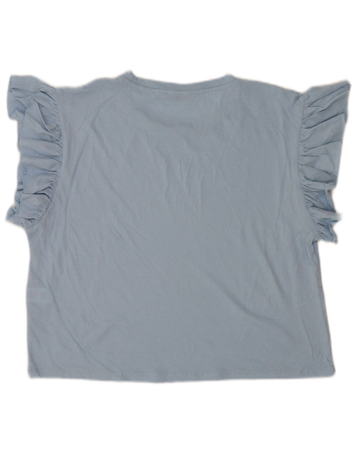 Top in camicetta da donna Zara UK 14 cotone blu medio