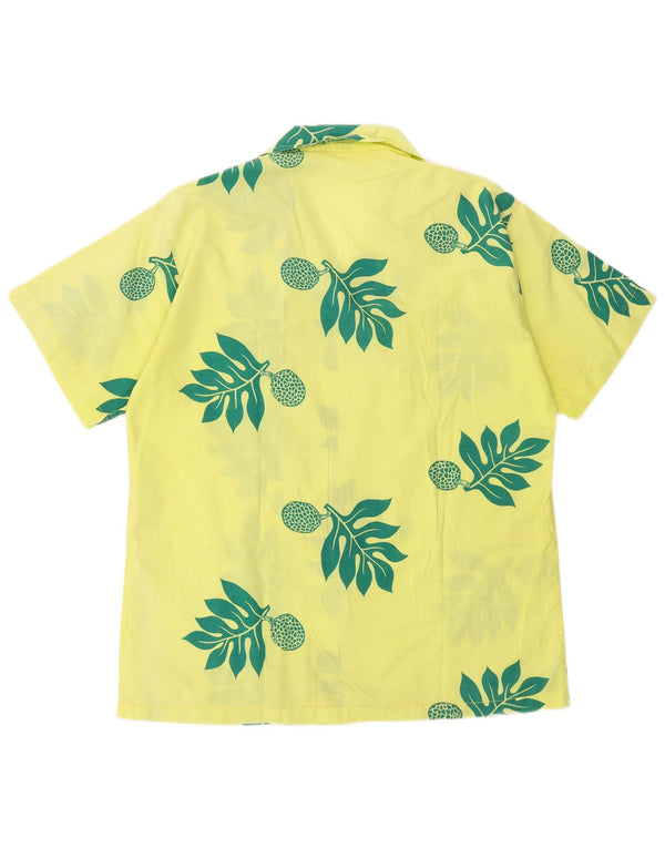 Vintage Mens Short Sleeve Shirt Medium Yellow Floral