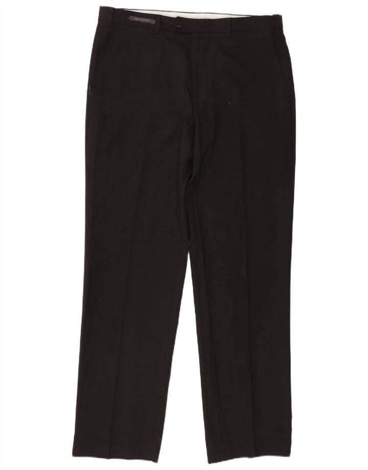 Marks & Spencer Mens Regular Fit Suit Trousers W36 L31 Black Polyester