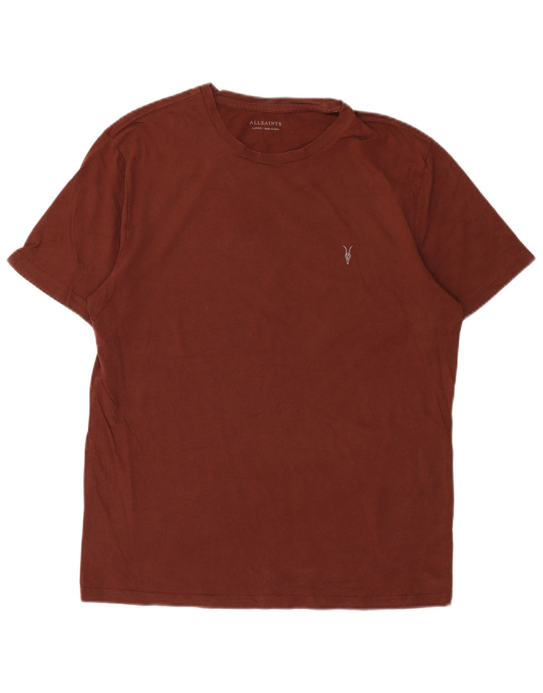 All Saints Mens T-Shirt Top Large Brown Cotton