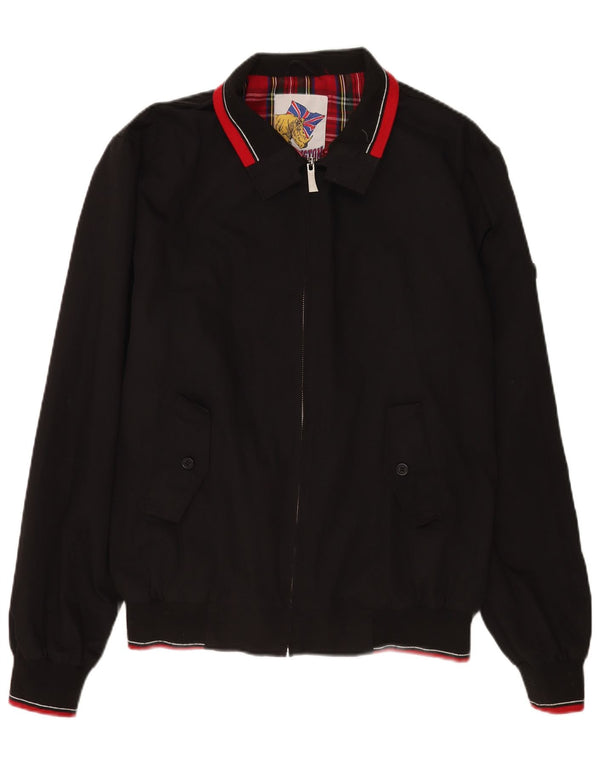 Vintage Mens Bomber Jacket UK 44 2XL Black Polyester Retro