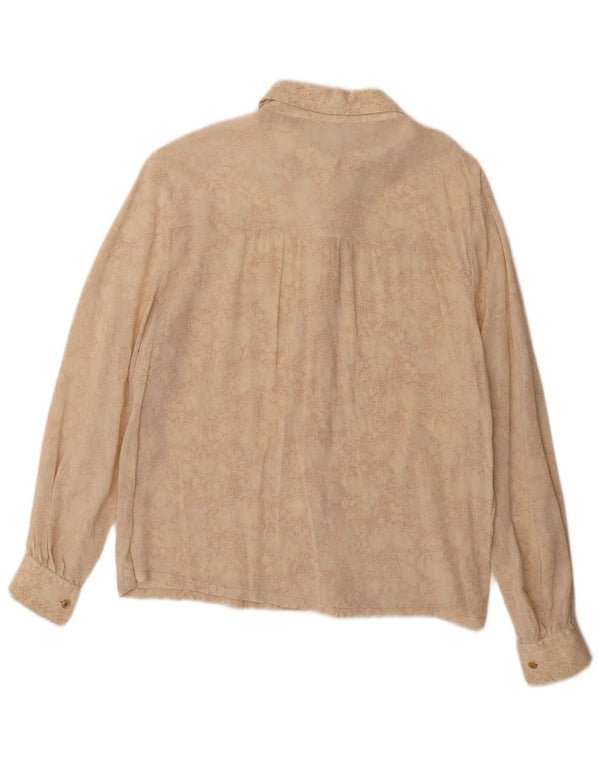 Vintage γυναικείο πουκάμισο μπλούζα UK 16 Large Beige Floral