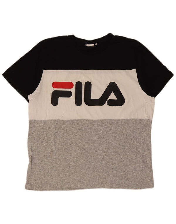 Fila Mens Graphic T-Shirt Top XL Multicoloured Colourblock Cotton