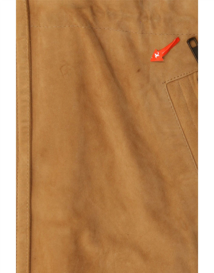 Vintage Womens Oversized Suede Overcoat EU 38 Medium Brown Leather