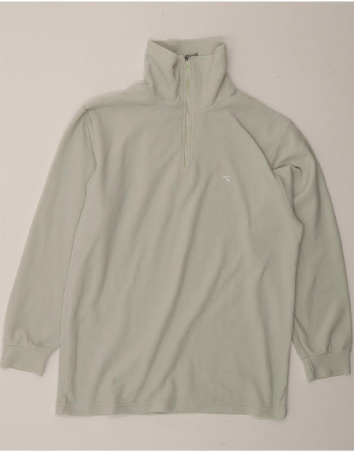 DIADORA Mens Zip Neck Fleece Jumper Medium Off White Vintage Diadora and Second-Hand Diadora from Messina Hembry 