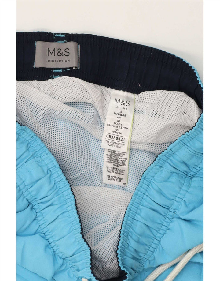 Marks & Spencer Mens Swimming Shorts Medium Blue Polyester