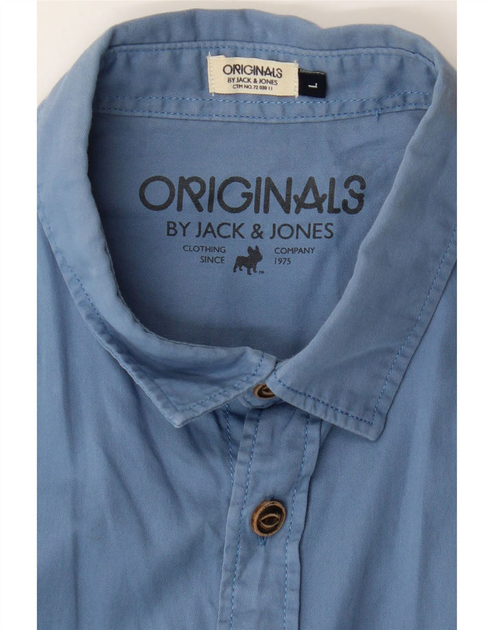 JACK & JONES Mens Shirt Large Blue Cotton Vintage Jack & Jones and Second-Hand Jack & Jones from Messina Hembry 