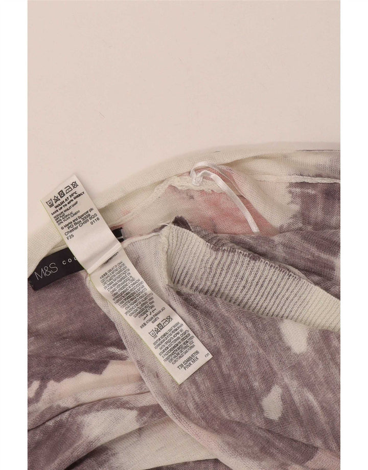Marks & Spencer kvinders abstrakt mønster cardigan sweater UK 14 Medium Pink