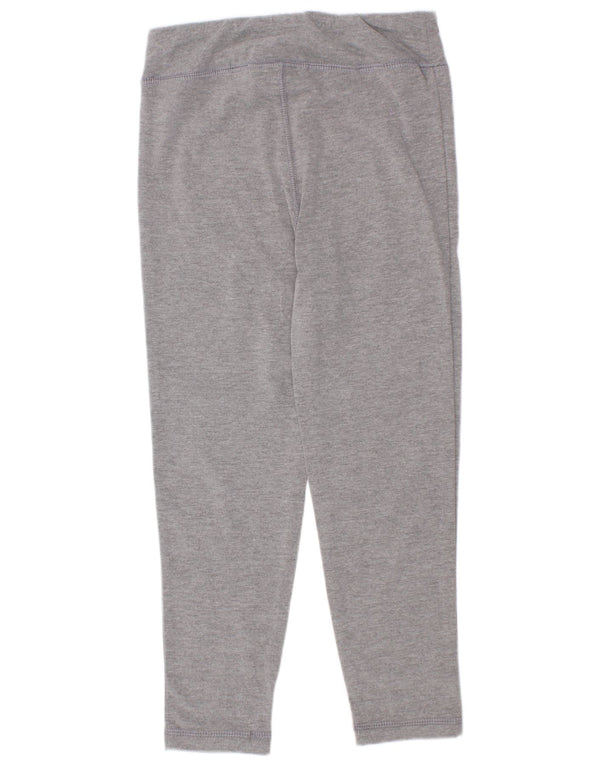 Reebok Girls Graphic Leggings 5-6 Years Grey Flecked Cotton