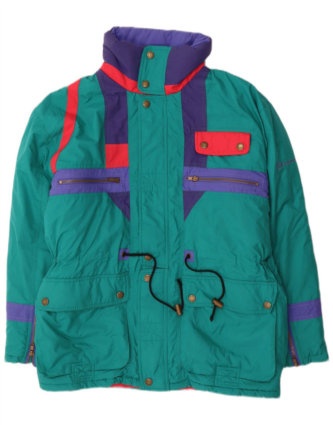 Sergio Tacchini Mens Ski Jacket UK 38 Medium Blue Colourblock Polyester