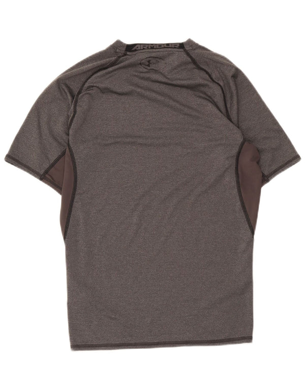 Under Armour Womens Heat Gear T-Shirt Top UK 14 Large Grey Colourblock