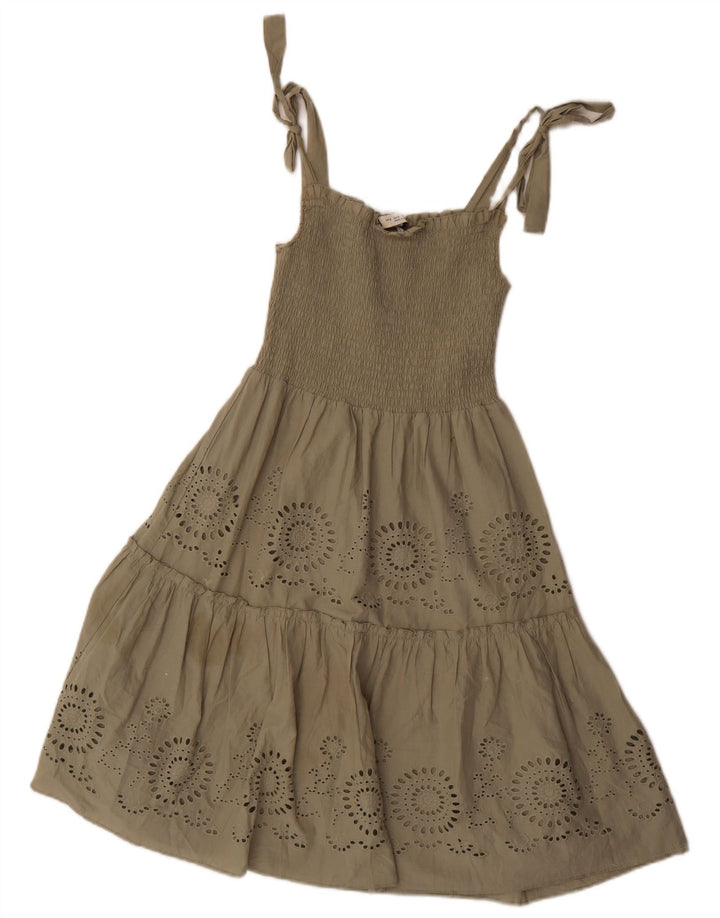 Zara Dame Sundress UK 8 Small Khaki Polyester