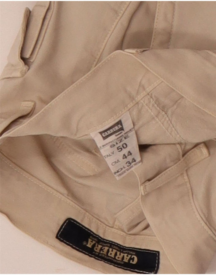 CARRERA Mens Cargo Shorts IT 50 Large W34 Beige Cotton
