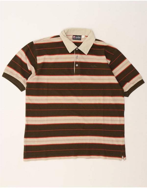 Camisa polo masculina Lotto 2XL algodão listrado marrom