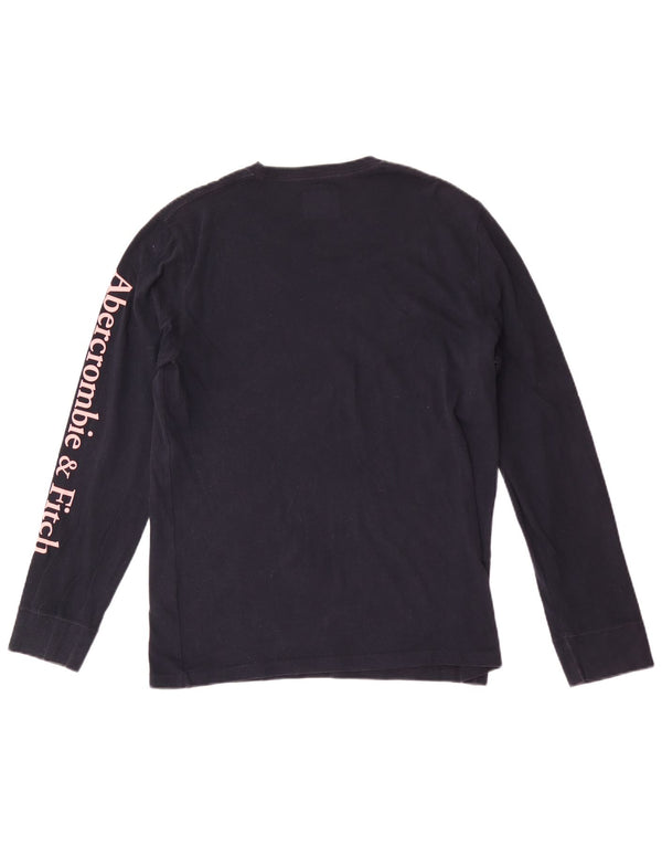 Abercrombie & Fitch Mens Graphic Top Long Sleeve Small Navy Blue Cotton