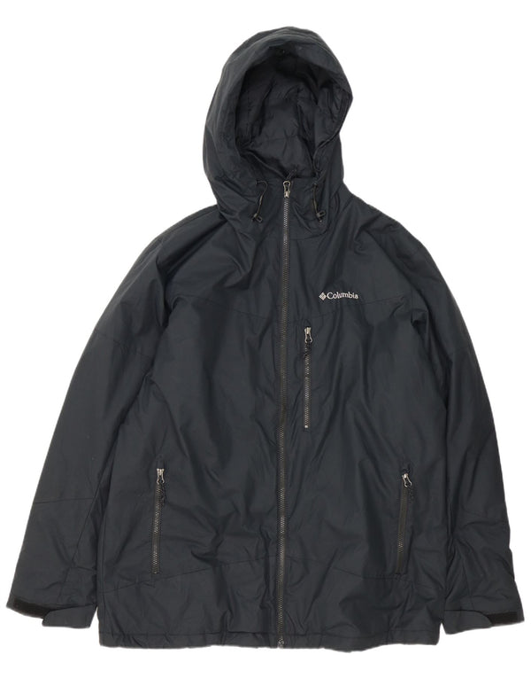 Columbia Herre Hooded Windbreaker Jacket UK 40 Large Black Nylon