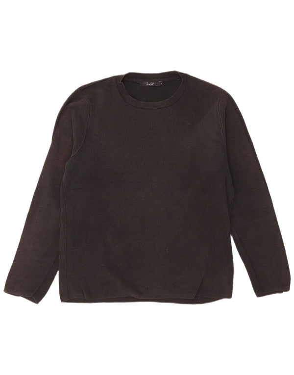 Jack & Jones Mens Crew Neck Jumper Sweater Medium Black Cotton