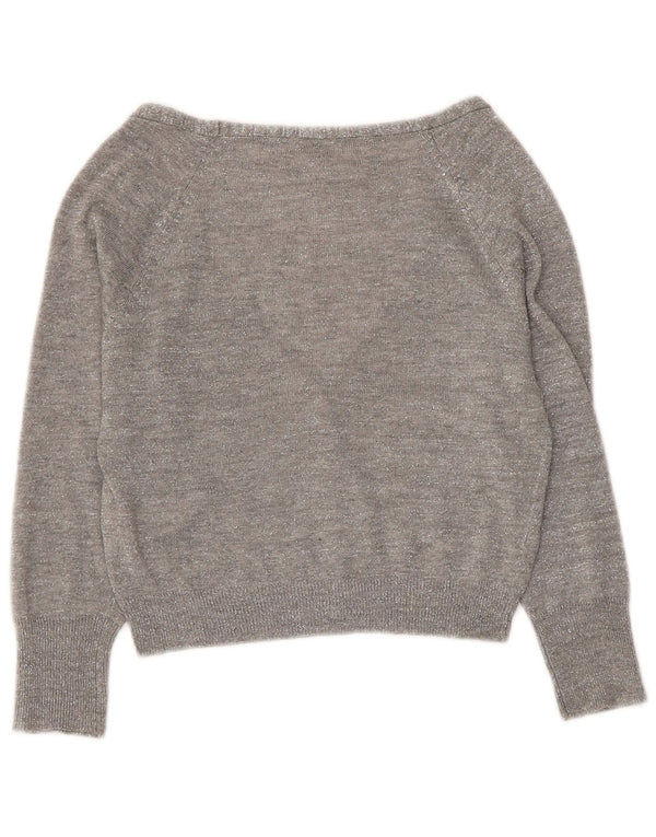 Damski sweter bolerko z rękawem 3/4 Zara UK 10, mały, szary, nakrapiany akryl